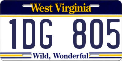 WV license plate 1DG805