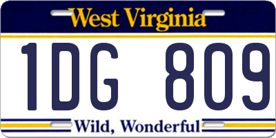 WV license plate 1DG809