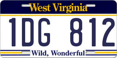 WV license plate 1DG812