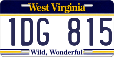 WV license plate 1DG815