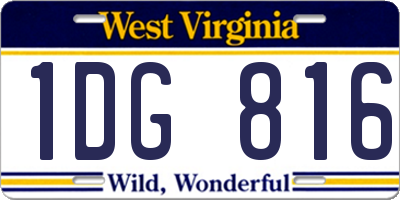 WV license plate 1DG816