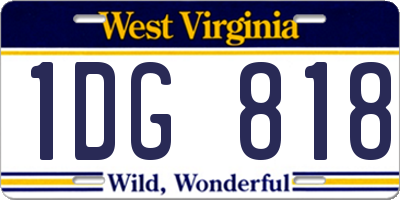 WV license plate 1DG818