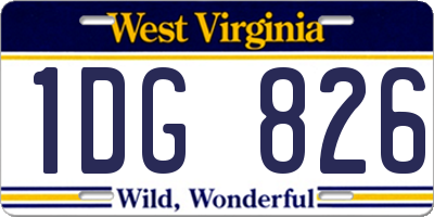 WV license plate 1DG826