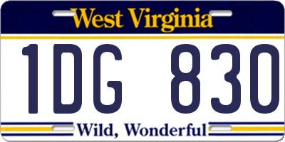 WV license plate 1DG830