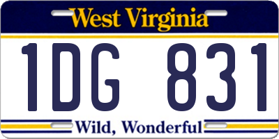 WV license plate 1DG831