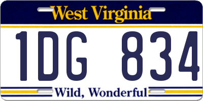 WV license plate 1DG834