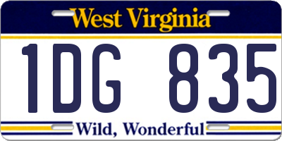 WV license plate 1DG835