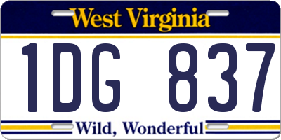 WV license plate 1DG837