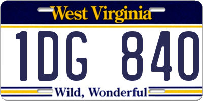 WV license plate 1DG840