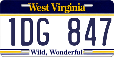 WV license plate 1DG847