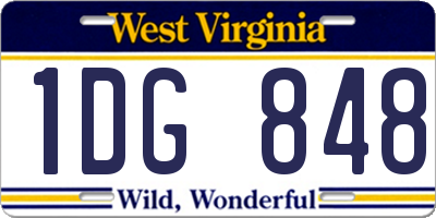 WV license plate 1DG848