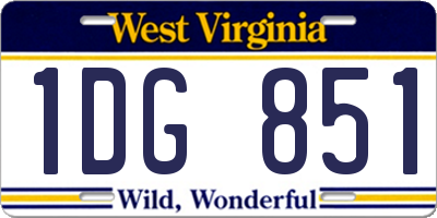WV license plate 1DG851