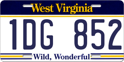 WV license plate 1DG852