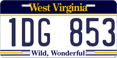 WV license plate 1DG853