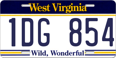 WV license plate 1DG854