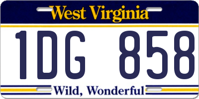 WV license plate 1DG858