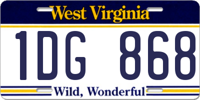 WV license plate 1DG868
