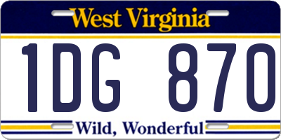 WV license plate 1DG870