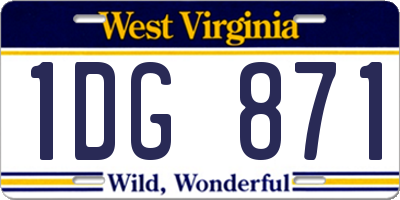 WV license plate 1DG871