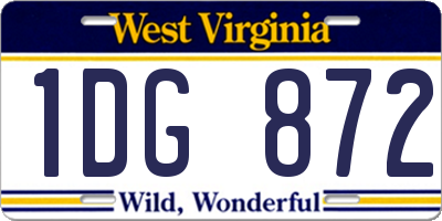 WV license plate 1DG872