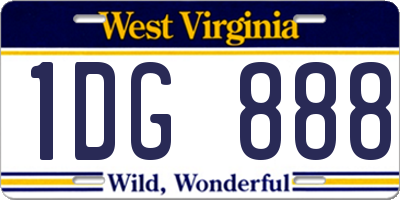 WV license plate 1DG888