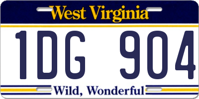WV license plate 1DG904
