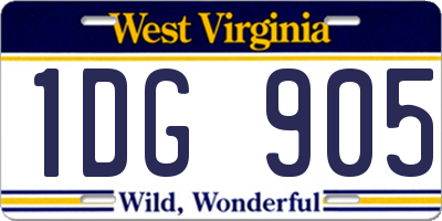 WV license plate 1DG905