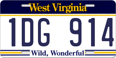 WV license plate 1DG914