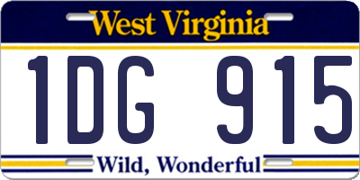 WV license plate 1DG915