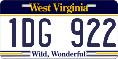 WV license plate 1DG922