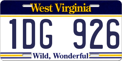 WV license plate 1DG926