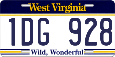 WV license plate 1DG928
