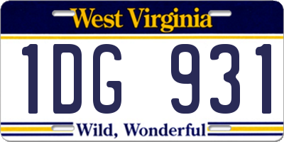 WV license plate 1DG931