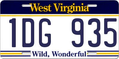 WV license plate 1DG935