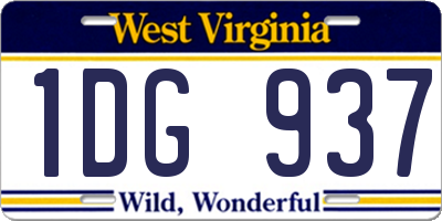 WV license plate 1DG937