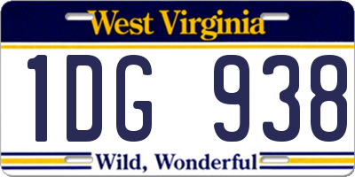 WV license plate 1DG938