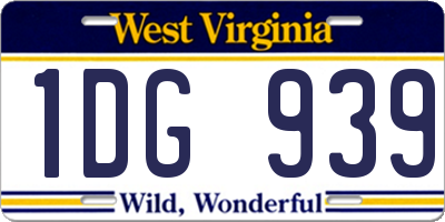 WV license plate 1DG939