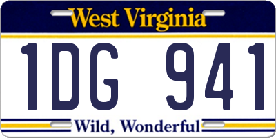 WV license plate 1DG941