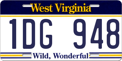 WV license plate 1DG948