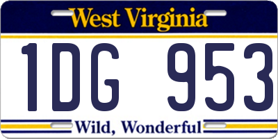 WV license plate 1DG953