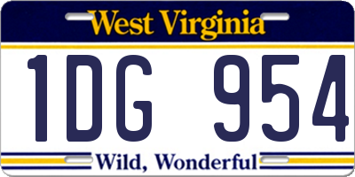 WV license plate 1DG954