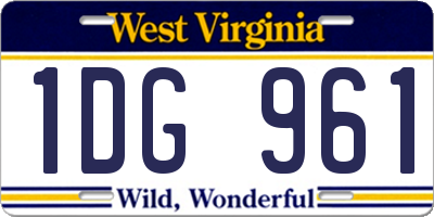 WV license plate 1DG961