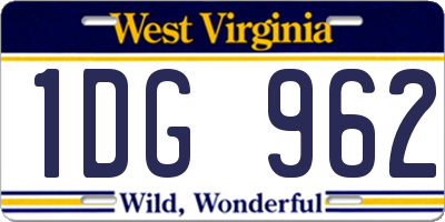 WV license plate 1DG962