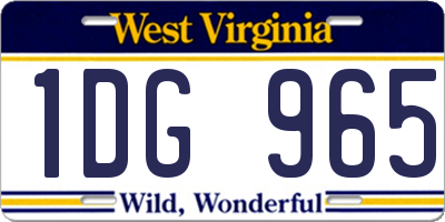 WV license plate 1DG965