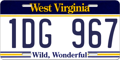 WV license plate 1DG967