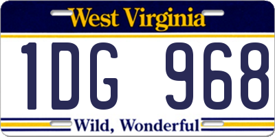 WV license plate 1DG968