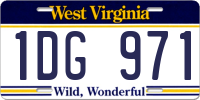 WV license plate 1DG971
