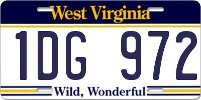 WV license plate 1DG972