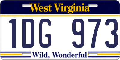 WV license plate 1DG973