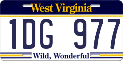 WV license plate 1DG977